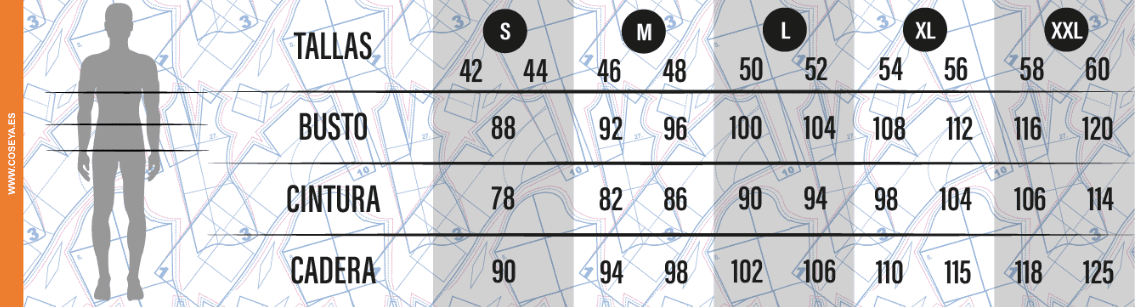 Tabla de medidas Hombre
